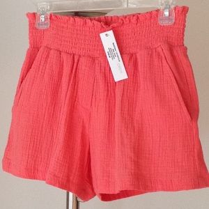 🍃🌺 DREW - Coral 'Gauzy Smocked Waist' Shorts